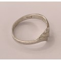 Ring - 925 Silver Mid Finger Band, V Shape With Pattern #ML273