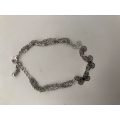 Silver Colour Bracelet - 3 x Butterflies With Chains #ML341