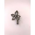 Brooch - Vintage Marcasite Flower Brooch. Silver Colour #ML986