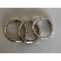 Set of 3 Silver Tone Hand Beaten Rings #ML434 R145 | Dimensions: Largest Is Size L, End Ring Is M