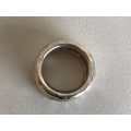 Set of 3 Silver Tone Hand Beaten Rings #ML434 R145 | Dimensions: Largest Is Size L, End Ring Is M