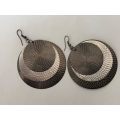 Earrings - Silver Tone Round Disks With Shepherds Hooks #ML449