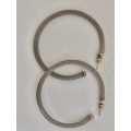 Silver Tone Mesh Hoop Earrings #ML452 | Dimensions: Diameter is 60mm