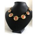 Necklace - Round Buttons With Desert Sand Colour Inlay. Gold/Bronze Colour #ML471