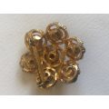 Gold Plated Flower Design Brooch With Amber Colour Stones #ML426 | Dimensions: 35mm in Diameter