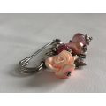 Silver Tone Lapel Pin Brooch With Hanging Charms - Pink and Silver Tone Hanging Charms #ML479R25...