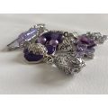 Silver Tone Lapel Pin Brooch With Hanging Charms - Silver Tone And Purple Beads #ML480 R250.00 | ...