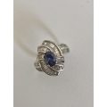Silver Ring With Oval Shape, Lines of Diamante Type Stones, Oval Purple/Blue Stone #ML552 R695.00...