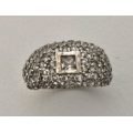 925 Silver Ring, Square Stone Frames in silver surrounded by little stones #ML565 R695.00 | Dimen...