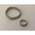 Jewellery Set - Elastic Bracelet and Ring - Diamante (Ring Size N)