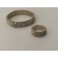 Jewellery Set - Elastic Bracelet and Ring - Diamante (Ring Size N)