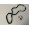Necklace & Earring set - Malachite Beads, Earrings are Shepherds hooks, Gold in colour #ML595 R39...