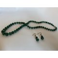 Necklace & Earring set - Malachite Beads, Earrings are Shepherds hooks, Gold in colour #ML595 R39...