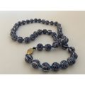 Necklace With Blue & White Porcelain Beads, Longevity Chinese symbol (Round Beads) #ML603 R395.00 |