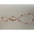 Necklace - String of fresh water pearls, seed pink colour beads with gold colour separators #ML62...