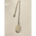 Pendant - Silver Oval Disk on Silver Chain #ML691