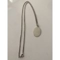 Pendant - Silver Oval Disk on Silver Chain #ML691