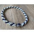 Necklace - Blue And White Beads With A Silver Clasp #ML699