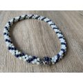 Necklace - Blue And White Beads With A Silver Clasp #ML699
