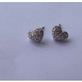 Earrings - Swarovski Heart Stud Earrings With Swarovski Crystals. Silver Plated #ML704