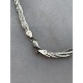 925 Silver Flat plaited silver necklace engraved 'Made in Italy'