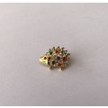 Gold Tone Hedgehog brooch with multi coloured stones #ML733 | Dimensions: 21mm x 15mm