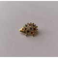 Gold Tone Hedgehog brooch with multi coloured stones #ML733 | Dimensions: 21mm x 15mm