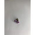 Earrings - Small Purple Rose Studs - Silver Plated Back #ML742