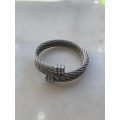 Bracelet - Double Wrap With Rope Design (Twisted Metal) With Capped Ends. Silver Colour #ML790