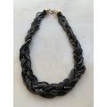 Multi Strand Shiny Black Necklace Chains With Gold Tone End Caps #ML794 R395.00 Dimensions: 560mm L