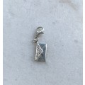 925 Silver Envelope Charm With White Coloured Pave Style Stone on Sealing Flap and dot detail on ...