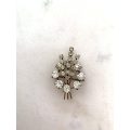 Gold Colour Bouquet of Diamante on Gold Stick Brooch