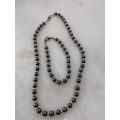 Necklace and Bracelet Set. Beaded Hermatite With Gold Colour Beads In Between #ML901 R395.00| Di...