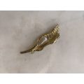 Brooch - Leaf Brooch With Teardrop Shape Pearly Inset. Gold Coloured #ML913