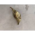 Brooch - Leaf Brooch With Teardrop Shape Pearly Inset. Gold Coloured #ML913