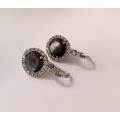 Earrings - Purple Colour-Changing Stone Surrounded By Clear Stones (Alexandrite).925 Silver #ML1004