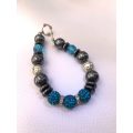 Bracelet - Blue, Grey and Silver Beads On Wire With Silver Colour Clasp #ML1032 R220.00 | Dimensi...