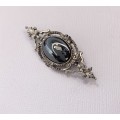 Brooch - Vintage Silver Colour With Central Large Oval Hematite Stone #ML1065 R395.00 | Dimension...