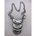 Necklace - Silver Colour Pendant of Half Moons Suspended On Chain #ML1107R245.00 | Dimensions: 5...