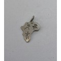 Pendant - Silver Map of Africa With African Art Cutouts #ML1167