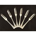 Set of 6 antique sterling silver cake/pastry forks. Original box. Double tined forks. Decorative ...