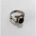 Ring - Silver With Oval Black Stone and Leaf Patterns Down the Sides #ML1172 R695.00 | Dimensions...