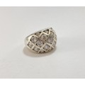 Ring - 925 Silver Thick Band With White Stones Set In Diagonal Patterns #ML1177 R795.00 | Dimensi...