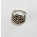 Ring - 925 Silver, decorative lines with small oblong stones between #ML1180 R695.00 | Dimensions...
