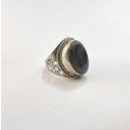 Ring - Large Wide Band Laboradite Stone. Silver Colour #ML1176 R495.00| Dimensions: Ring Size V ...
