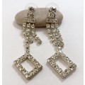 Earrings - Diamante with 3 strands and rectangle cutout shape. Silver Coloured #ML1197 R495.00 | ...