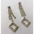 Earrings - Diamante with 3 strands and rectangle cutout shape. Silver Coloured #ML1197 R495.00 | ...