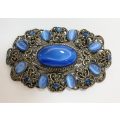Brooch - Vintage Filigree With Dark and Light Stones #ML1208  | Dimensions: 73mm x 43mm