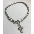 Bracelet - Snake Chain With Cross. Silver Colour #ML1214 R350.00 | Dimensions: Bracelet is 185mm,...