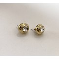 Earrings - Studs With Large Centre Crystal. Gold Colour #ML1276